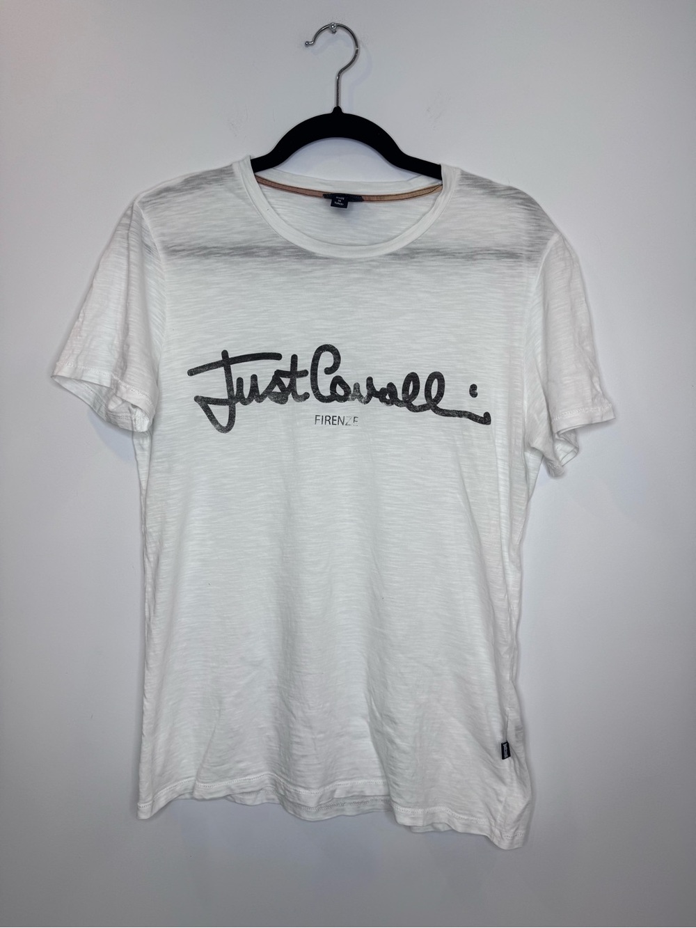 Just Cavalli T-shirt Designer graphic Logo sz small